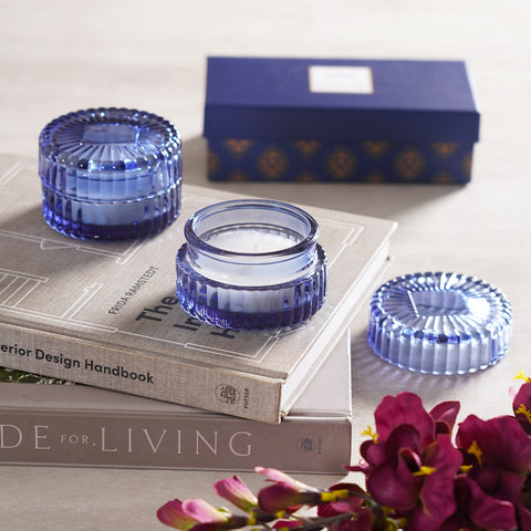 Sapphire Blue Wax Filled Jar (Set-2)