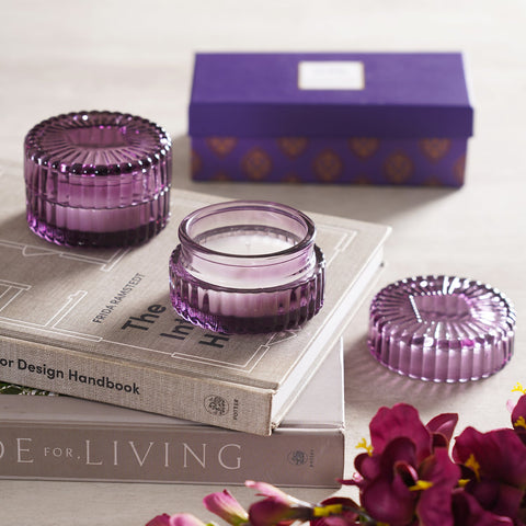 Iris Purple Wax Filled Jar (Set-2)