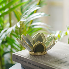 Emerald Green 21 Shells Lotus Capiz T-Light Holder