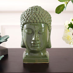Emerald Green Exquisite Buddha Head On Stand-Large