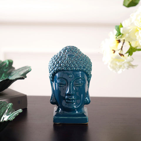 Sapphire Blue Exquisite Buddha Head On Stand-Small