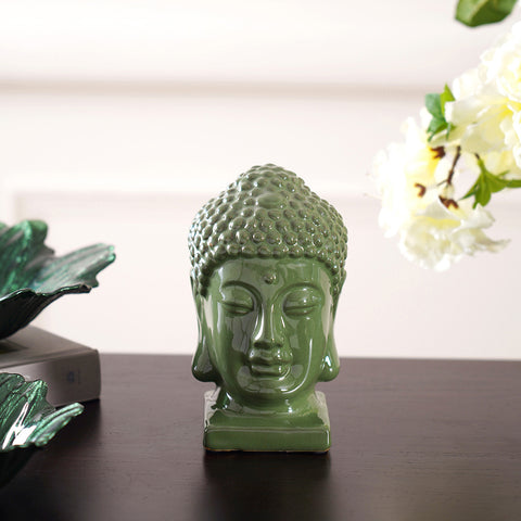 Emerald Green Exquisite Buddha Head On Stand-Small