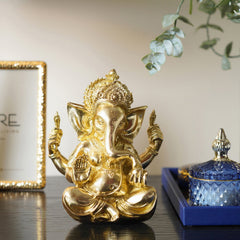 Metallic Gold Sitting Ganesha