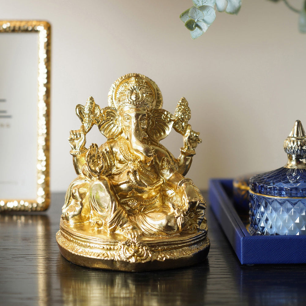Metallic Gold Sitting Ganesha
