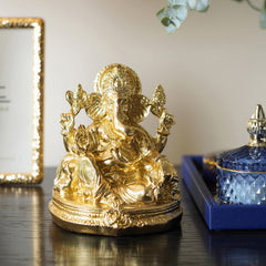Metallic Gold Sitting Ganesha
