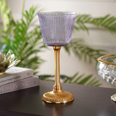 Zahra purple and gold votive holder