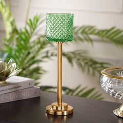 Emilia green and gold votive holder