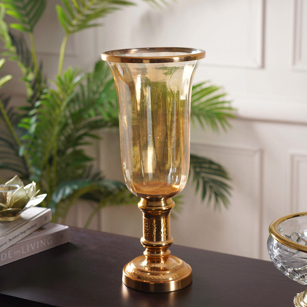 Gold Hammered Hurricane Med H38 CM, Gold