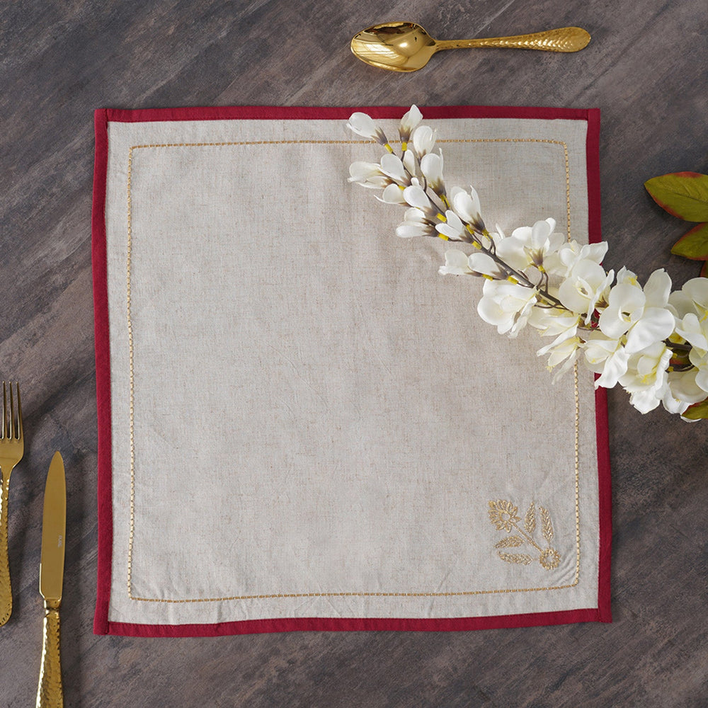 Set Of 6 Nyra Red Napkins