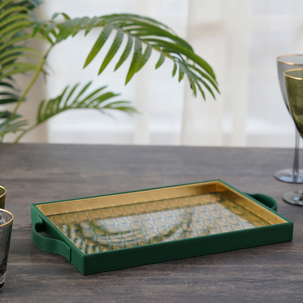 Rabia Green Gold Rectangle Serving Tray