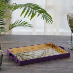 Irna Purple Gold Rectangle Serving Tray