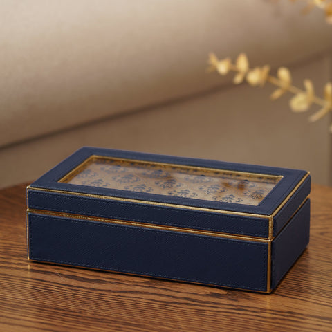 Ziya Blue Gold Lid Box Small