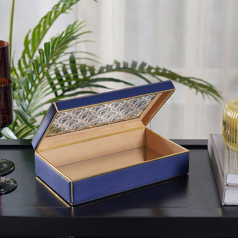 Ziya Blue Gold Lid Box Large