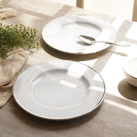 Set of 2 Classic Silver Line Dinner Plate
