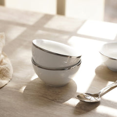 Set Of 2 Classic Silver Line Side Bowl