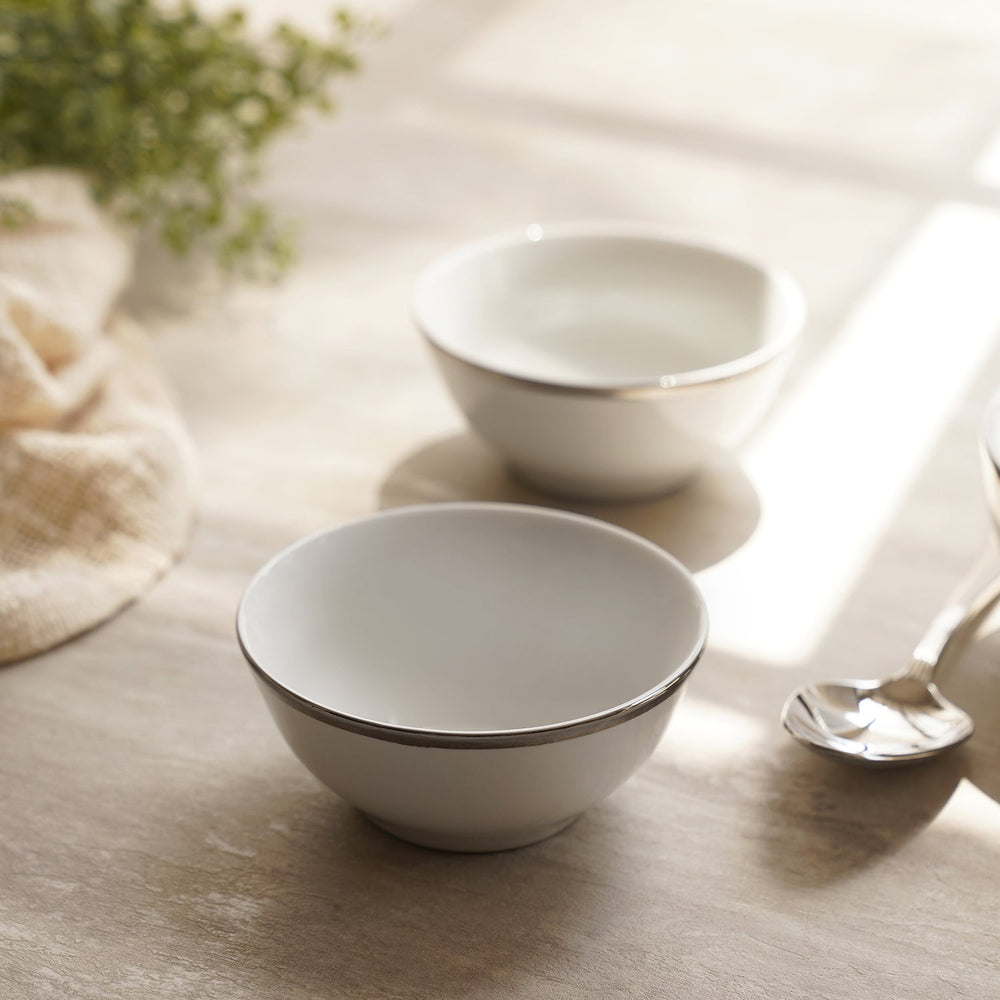 Set of 2 Classic Silver Line Small Bowl