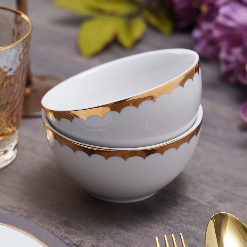 Set of 2 Classic Gold Scallop Design Side Bowl