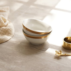Set of 2 Classic Gold Herring Bone Design Small Bowl