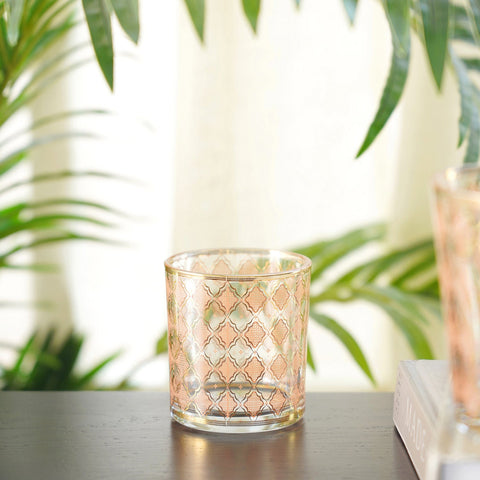 Set Of 4 Pink Textured Votive