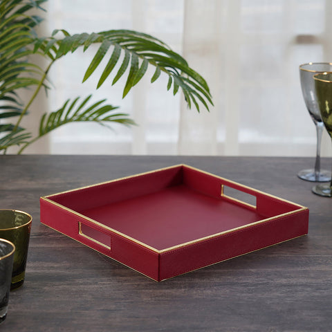 Elan Square Red Serving Tray