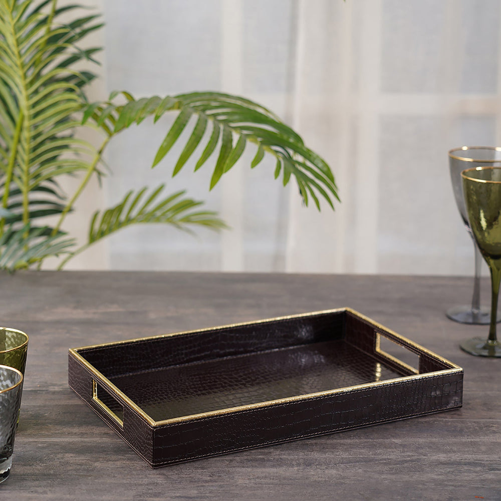 Amari Brown Rectangle Serving Tray