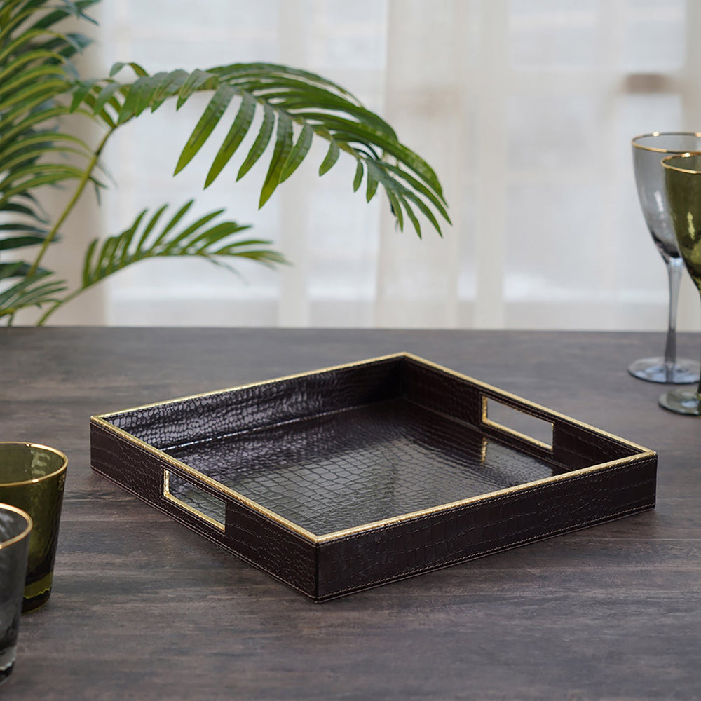 Amari Brown Square Serving Tray