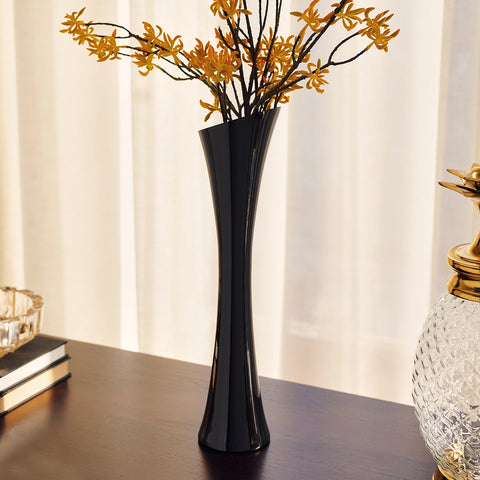 Black Glossy Trumpet Glass Vase