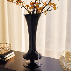 Black Glossy Tapered Bottom Glass Vase