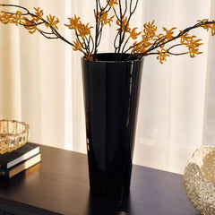 Black Glossy Funnel Shaped Glass Vase Small