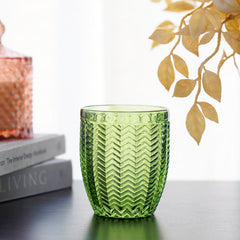 Set Of 6 Emerald Green Herring Bone Textured Tumbler