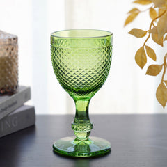Set Of 6 Emerald Green Dotted Textured Wine Glass