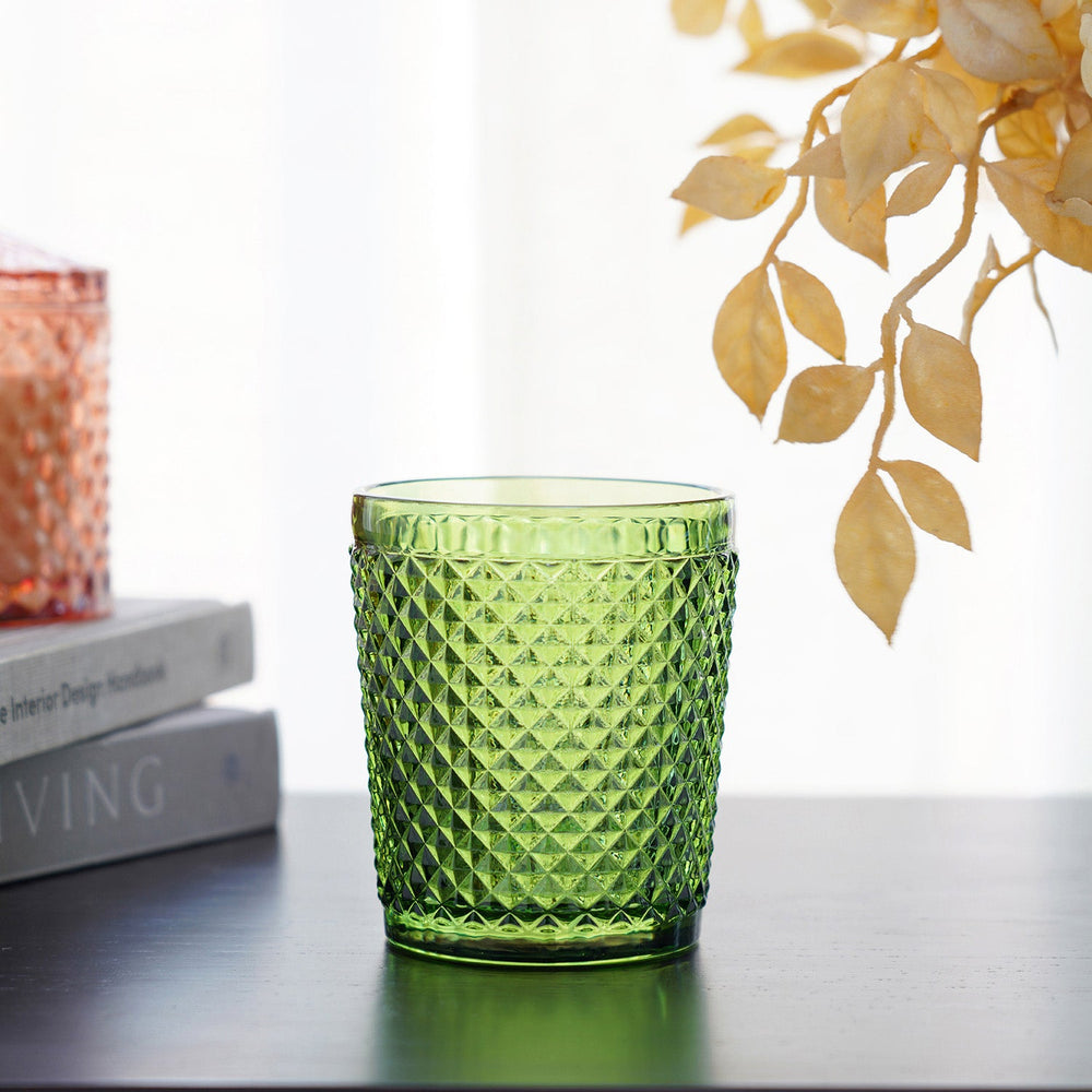 Set Of 6 Emerald Green Dotted Textured Tumbler