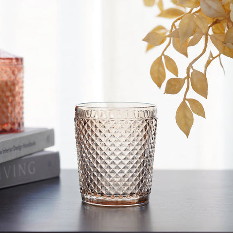 Set Of 6 Smoke Quartz Dotted Textured Tumbler