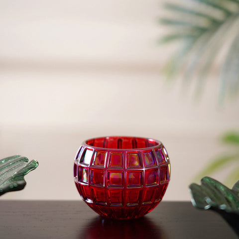 Set Of 6 Ruby Red Luster Votive Holder