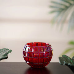 Set Of 6 Ruby Red Luster Votive Holder