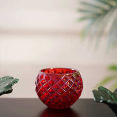Set Of 6 Ruby Red Luster Votive Holder