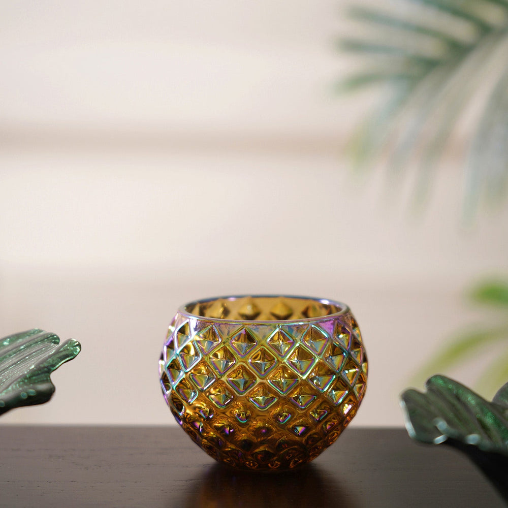 Set Of 6 Citrine Gold Luster Votive Holder