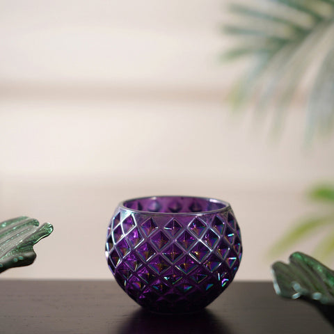 Set Of 6 Iris Purple Luster Votive Holder