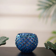 Set Of 6 Sapphire Blue Luster Votive Holder