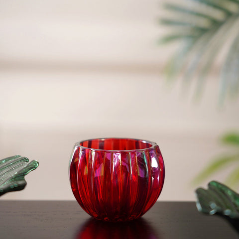 Set Of 6 Ruby Red Luster Votive Holder