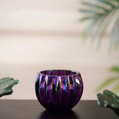 Set Of 6 Iris Purple Luster Votive Holder