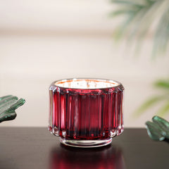Set Of 6 Ruby Red Ribbed T-Light Holder