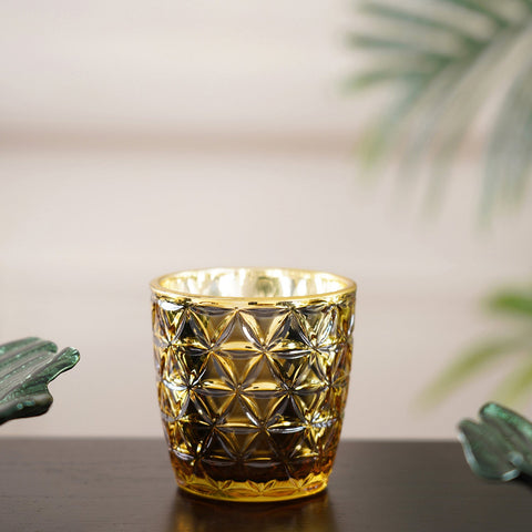 Set Of 6 Citrine Gold Trellis Votive Holder