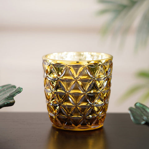 Set Of 6 Citrine Gold Trellis Votive Holder