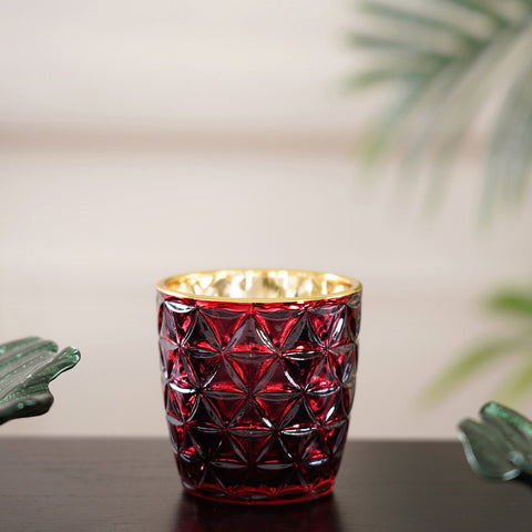 Set Of 6 Ruby Red Trellis Votive Holder