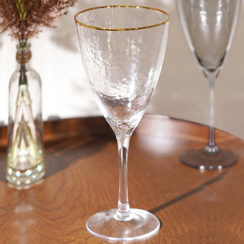 Set Of 4 Crystal Clear Hammered Wine Glass