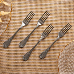 Set Of 4 Silver Stainless Steel Dinner Forks