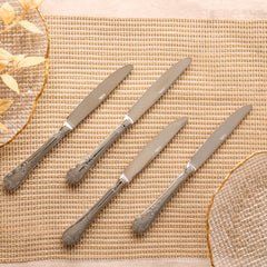 Set Of 4 Silver Stainless Steel Dinner Knives