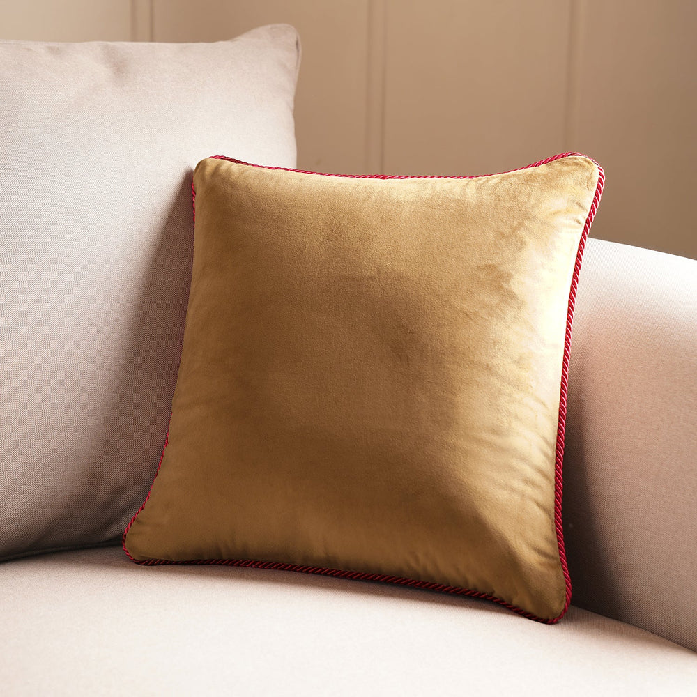 Beige Square Velvet Cushion Cover