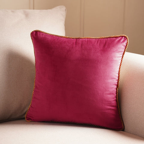 Dark Pink Square Velvet Cushion Cover